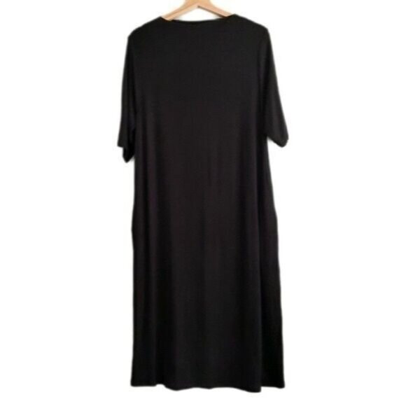 ZENANA PREMIUM T-shirt Dress Midi Minimalist Black Sz M - Picture 2 of 10